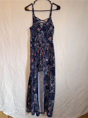 No Boundaries Navy Floral Crisscross Maxi Romper